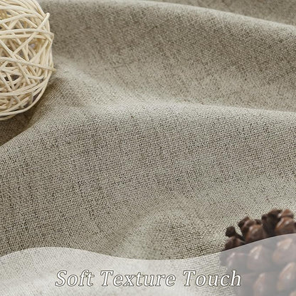 Blackout Linen Blend Curtains 84 inch Long 2 Panels,Back Tab with Hooks,Light Blocking Thermal Insulated Draperies Modern Farmhouse Textured Curtains for Living Room Dining Room - Light Taupe