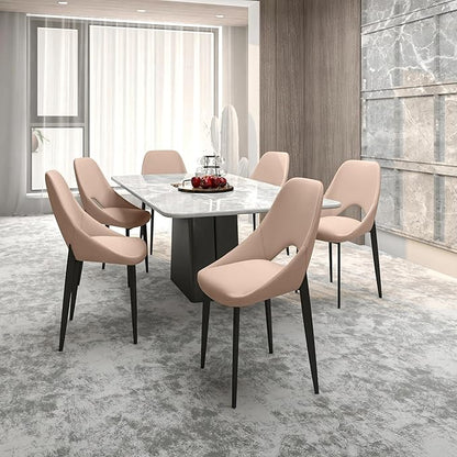 LeisureMod Amalfi Upholstered Fabric Dining Chair – Modern Side Chair with Iron Legs, Mid-Century Accent Chair for Dining Room or Kitchen