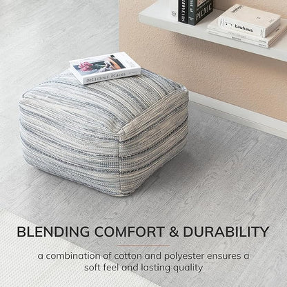 Anji Mountain 22"x22"x16" Handmade & Handcrafted Ottoman Pouf Comfortable Pouf Ottoman Foot Rest & Home Décor Accent for Living Room, Bedroom, Nursery, Kids Room, Patio