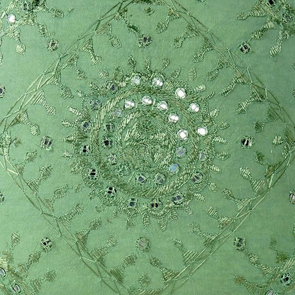 Eyes of India Embroidered Decorative Boho Throw Pillow Cover with Mirrors, Handmade Bohemian Accent Cushion Case for Sofa Couch Bedroom Living Room (Green, 16" x 16")
