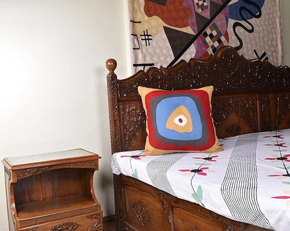 Kandinsky Modern Pillow Cover - Ruby Abstract Pillowcase Farmhouse Chair Contemporary Cushion Outdoor Pillowsham Mid Century Handmade Wool Size 18x18