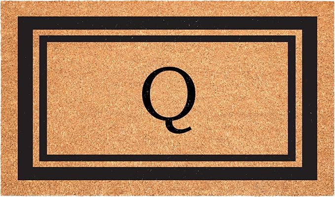 Calloway Mills 152962448 Black Border 24" x 48" Monogram Doormat (Letter Q)