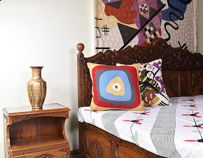 Kandinsky Modern Pillow Cover - Ruby Abstract Pillowcase Farmhouse Chair Contemporary Cushion Outdoor Pillowsham Mid Century Handmade Wool Size 18x18