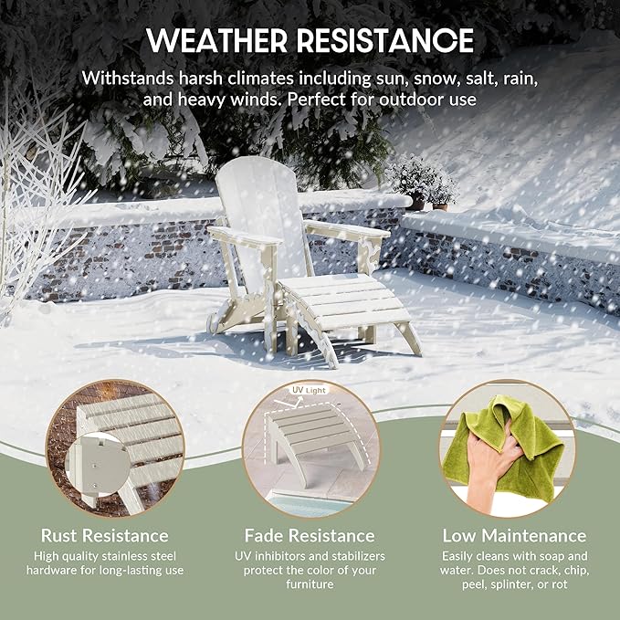 WestinTrends Outdoor Ottoman, Patio Adirondack Ottoman Foot Rest, All Weather Poly Lumber Folding Foot Stool for Adirondack Chair, Widely Used for Outside Porch Pool Lawn Backyard, Sand