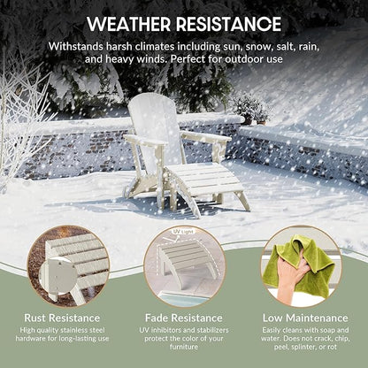 WestinTrends Outdoor Ottoman, Patio Adirondack Ottoman Foot Rest, All Weather Poly Lumber Folding Foot Stool for Adirondack Chair, Widely Used for Outside Porch Pool Lawn Backyard, Sand