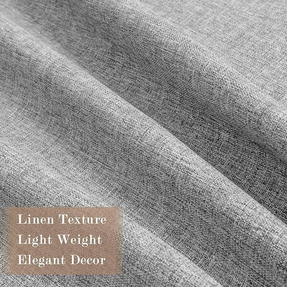 Extra Wide 100% Blackout Linen Textured Curtains - Room Dividers, W200 x L84 (1 Panel), Pinch Pleat Drapes for Living Room, Full Light Block Out Drapery for Sliding Door, Light Grey