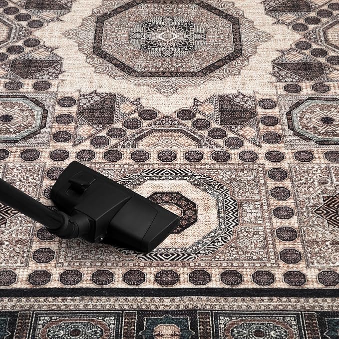 Keen Home Design 2x10 Rug - Machine Washable Runner Rug with Non-Slip Backing, Ideal for Hallway, Entryway, Kitchen, Laundry Room - Vintage, Easy Clean, Durable, Low Pile - (2'6" x 10')