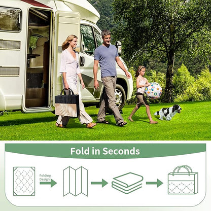GENIMO Outdoor Rug 5' x 8' Waterproof for Patios Clearance, Reversible, Plastic Straw Camping Rug Carpet, Large Area Rugs Mats for RV, Picnic, Backyard, Deck, Balcony, Porch, Beach, Brown&Beige