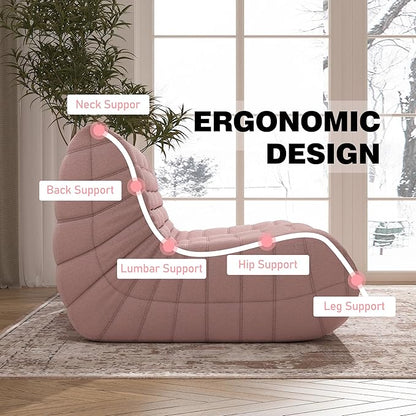 Big Bean Bag Chairs for Adults, 3 Seater Large Bean Bag Sofa, Fireside Chair Lazy Sofa Chair with High Density Comfortable Foam, Modern Bean Bag for Living Room, Bedroom, Office (Pink)
