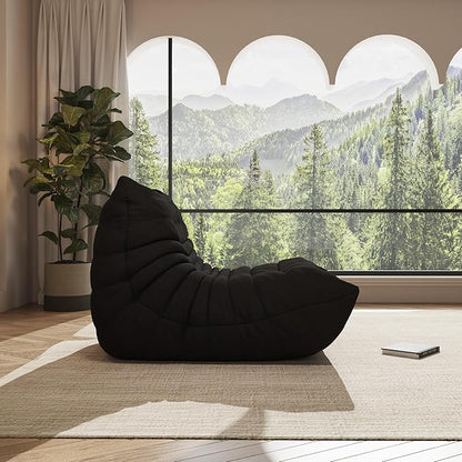 Bean Bag Chair, Oversized Bean Bag Chair for living Room, Fireside Chair for adults with Memory Foam Filled, Big Accent Sofa Lounge Floor Sofa for Gaming, Reading, Relax, No Assembly Required. (Black)