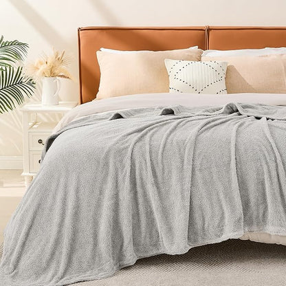 EMME Muslin and Fleece Twin Blanket Reversible - 60"*80" Grey Soft Warm Throw Blankets for Couch Bed Picnic Travel Bed