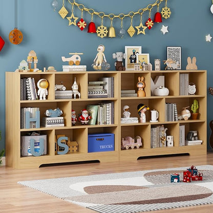 Book Shelf Set of 2, 8 Cubes Storage Organizer, Freestanding Wooden Bookshelf Cube Shelf for Bedroom, Living Room, Home Office, 3-Tier Open Bookshelf Wooden Bookcase