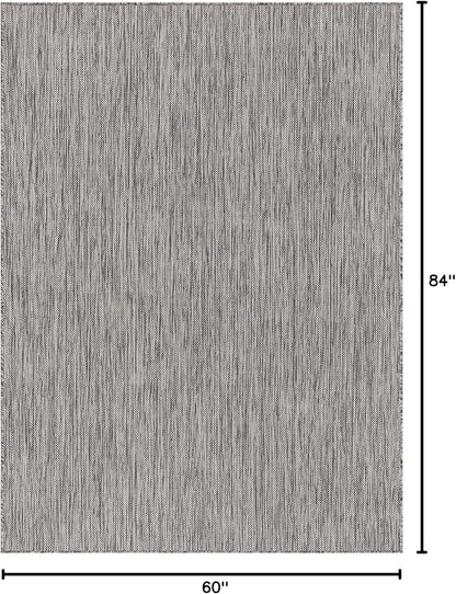 Washable Indoor Outdoor Rug 5x7 Weather Resistant Area Rugs Modern Solid for Porch Deck Balcony Backyard Patio Outside Carpet (5 X 7 Silver Grey)