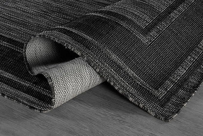 Beverly Rug Outdoor Rug 8x10 Modern Bordered Area Rugs for Indoor and Outdoor Patio Deck Porch Garden Waterproof Weather Sun Resistant Washable Outside Carpet (8 x 10 Black)