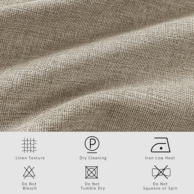 Macochico Light Khaki 100% Blackout Linen Curtains 96 Inches Long Pinch Pleated Curtains for Bedroom Living Room Nursery Farmhouse Insulated Sound Reducing Drapery with Tieback 84”Wx96”L 1 Panel