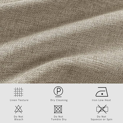 Macochico Light Khaki 100% Blackout Linen Curtains 96 Inches Long Pinch Pleated Curtains for Bedroom Living Room Nursery Farmhouse Insulated Sound Reducing Drapery with Tieback 84”Wx96”L 1 Panel