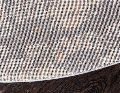 Unique Loom Rosso Collection Vintage, Geometric, Bohemian, Traditional, Distressed, Southwestern Area Rug, Round 4' 0" x 4' 0", Light Gray/Ivory