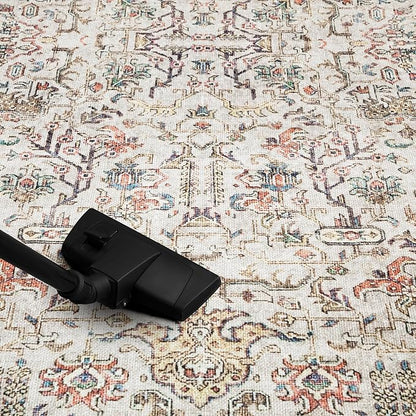Keen Home Design 8x10 Rug - Machine Washable Area Rug with Non-Slip Backing, Ideal for Living Room, Dining Room, Bedroom - Vintage, Easy Clean, Durable, Low Pile Rug - (8' x 10')