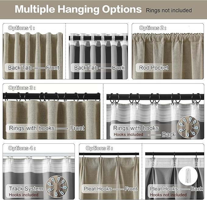 RAIN CITY Taupe Blackout Curtains&Drapes 140 Inch Long Custom Made High Ceiling Pinch Pleated Look Draperies with Hooks 2 Story Light Blocking Curtains for Loft Sliding Door 50 Wide Set of 2
