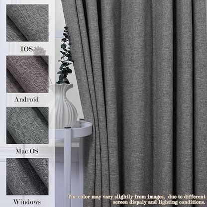 Room Divider Curtains Screen Partitions, Linen Look 100% Blackout Drapery 84 Inches Long, 120" Wide Pinch Pleated Window Drapes, Privacy Protecting, Light Blocking, (1 PC, Natural Grey)