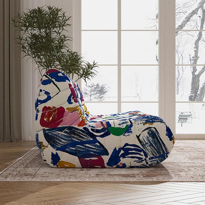 Big Bean Bag Chairs for Adults, 3 Seater Large Bean Bag Sofa, Fireside Chair Lazy Sofa Chair with High Density Comfortable Foam, Modern Bean Bag for Living Room, Bedroom, Office (Multicolor)