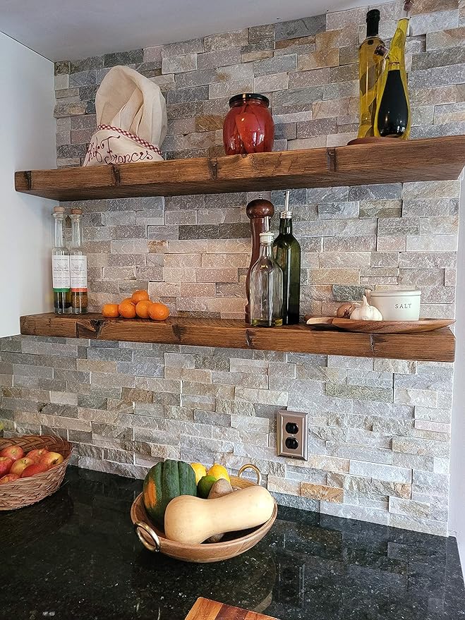 joelsantiques 72 Inch Wooden Floating Shelves for Wall - 72x9x2 in - Made of Natural Wood - Long Heavy Duty Rustic Rustic Wall Shelves for Bedroom - Perfect for Living Room, Kitchen - Medium Brown