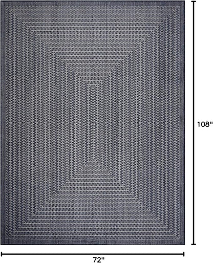 Adiva Rugs Outdoor Indoor Area Rug, Weather Resistant, Easy to Clean, Stain Resistant Floor Mat for Dining Room, Backyard, Deck, Patio (Navy Weiss, 6' x 9')