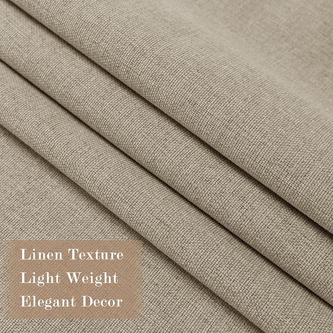 100% Blackout Linen Textured Drapes for Bedroom Pinch Pleated Curtains for Track System Portable Drapery for Sliding Glass Door/Storage/Space Room Divider, 70" Wx84 L, 1 PC, Light Khaki