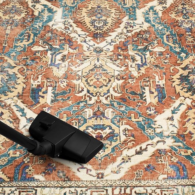 Keen Home Design 4x6 Rug - Machine Washable Area Rug with Non-Slip Backing, Ideal for Living Room, Dining Room, Bedroom - Vintage, Easy Clean, Durable, Low Pile Rug - (4' x 6')