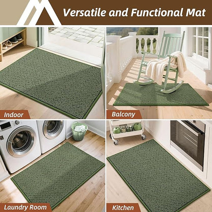 COSY HOMEER-Door-Mat 20" x 32" Non Slip Absorbent Entryway Rugs Dirt Trapper Doormats Washable Entrance Mats Low Pile Welcome Floor Mat for Front Back Door and Entry Mats,Green