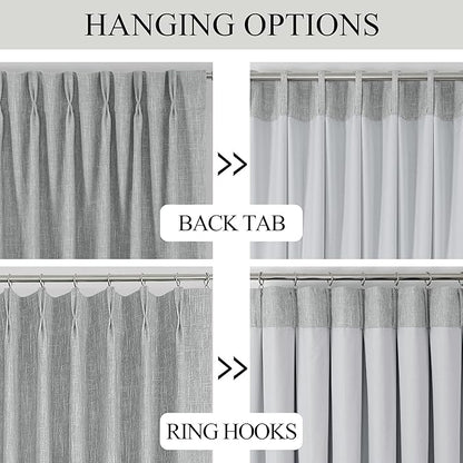 Vision Home Silver Grey Pinch Pleated Full Blackout Curtains Room Darkening Window Curtains 95 inch for Living Room Bedroom Thermal Insulated Pinch Pleat Drapes with Hooks Back Tab 2 Panel 40" Wx95 L