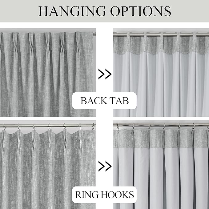 Vision Home Silver Grey Pinch Pleated Full Blackout Curtains Room Darkening Window Curtains 84 inch for Living Room Bedroom Thermal Insulated Pinch Pleat Drapes with Hooks Back Tab 2 Panel 40" Wx84 L