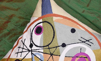 Kandinsky Abstract Throw Pillow Cover - Circles | Modern Couch & Outdoor Pillow | Mid Century Chair Cushions | Handmade Wool Size 18x18