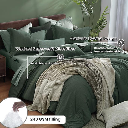 Monbix Full Size Comforter Set, Deep Forest Bedding Comforter for Full Size Bed Set Reversible, Bedding Sets Full 7 Pieces, Cationic Dyeing Bed in a Bag with Comforter, Sheets, Pillowcases & Shams