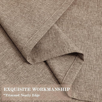 100% Blackout Linen Textured Drapes for Bedroom Pinch Pleated Curtains for Track System Portable Drapery for Sliding Glass Door/Storage/Space Room Divider, 70" Wx84 L, 1 PC, Taupe