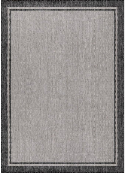 CAMILSON Indoor Outdoor Rug, 6x9 Bordered Gray Modern Area Rugs for Indoor and Outdoor Patios, Kitchen and Hallway Mats, Washable Porch Deck Outside Carpet (Bordered Grey, 6 x 9)
