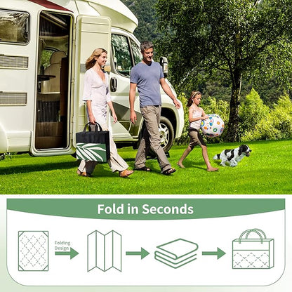 GENIMO Outdoor Rug 6' x 9' Waterproof for Patios Clearance, Reversible Outdoor Plastic Straw Camping Rug Carpet, Large Area Rugs Mats for RV, Picnic, Backyard, Deck, Balcony, Porch, Dark Green&White