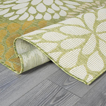 Beverly Rug Outdoor Rug 5x7 Modern Exotic Tropical Leaf Area Rugs for Indoor and Outdoor Patio Deck Porch Garden Water Resistant Washable Outside Carpet (5 x 7 Green)