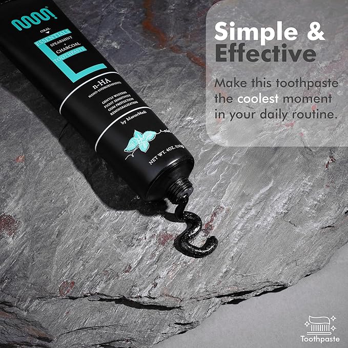 MasterMedi Charcoal Toothpaste with Nano Hydroxyapatite – Fluoride Free, SLS Free, Sensitive Whitening, Enamel Support, Spearmint Flavor, Dentist Recommended, 4 oz (Pack of 1)