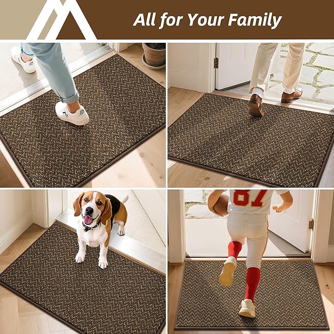 COSY HOMEER-Door-Mat 32"x48" Non Slip Absorbent Entryway Rugs Dirt Trapper Doormats Washable Entrance Mats Low Pile Welcome Floor Mat for Front Back Door and Entry Mats,Brown