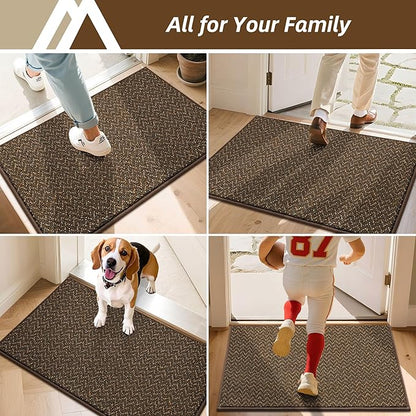 COSY HOMEER-Door-Mat 32"x48" Non Slip Absorbent Entryway Rugs Dirt Trapper Doormats Washable Entrance Mats Low Pile Welcome Floor Mat for Front Back Door and Entry Mats,Brown