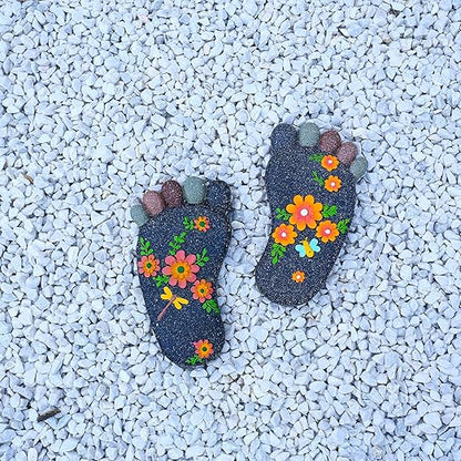 Stepping Stones Garden Decorative Stones for Patio, Deck, Garden or Sidewalk Home Decor Footprint Shaped Stepping Stones Set of 2 （Dark Grey）
