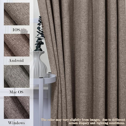 Room Divider Curtains Screen Partitions, Linen Look 100% Blackout Drapery 102 Inches Long, 100" Wide Pinch Pleated Window Drapes, Privacy Protecting, Light Blocking, (1 PC, Light Coffee)
