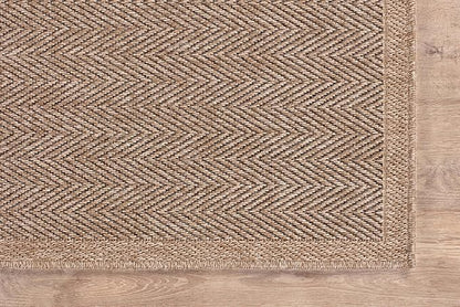 CAMILSON Indoor and Outdoor Runner Rug Natural Herringbone Seagrass Boho Design Easy-Cleaning Non Shedding Fiber Living Room Bedroom Garden Patio and Kitchen Washable Outside Carpet Alfombras (2x7)