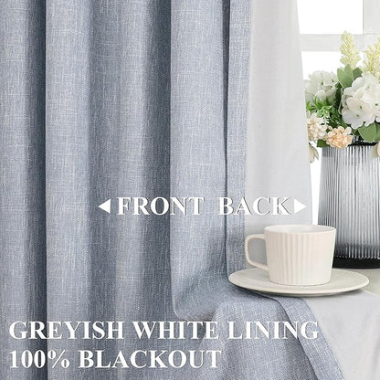 Vision Home Chambray Blue Pinch Pleated Full Blackout Curtains Room Darkening Window Curtains 84 inch for Living Room Bedroom Thermal Insulated Pinch Pleat Drapes with Hooks Back Tab 2 Panel 40"Wx84"L