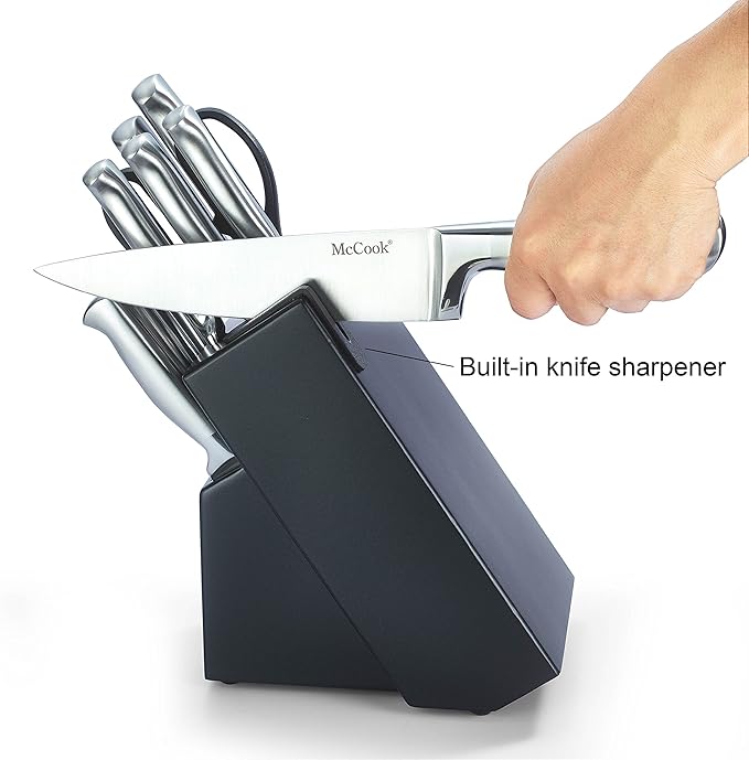 McCook® Knife Sets, German Stainless Steel Knife Block Sets with Built-in Sharpener