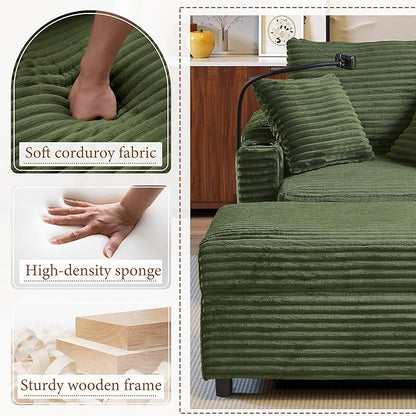 Accent Chair with Storage Ottoman Upholstered Living Room Chairs for Reading Chair with Chaise Lounge Chairs Indoor, Comfortable Armchair for Bedroom