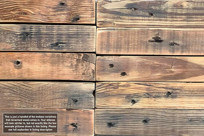 Urban Legacy Reclaimed Barn Joist Deep Floating Shelves | Deep Shelves with Low Profile Shelf Bracket with High Weight Capacity, Set of 2 (48" x 11" x 2.5", Rustic Brown)