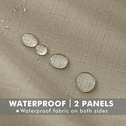 HolidayIdeas Linen Outdoor Curtains for Patio Waterproof-4 Panels Taupe Outside Curtains 54"x95"-Indoor/Outdoor Privacy Gazebo Curtains Weighted Weatherproof for Pergola, Porch, Cabana, Sunroom