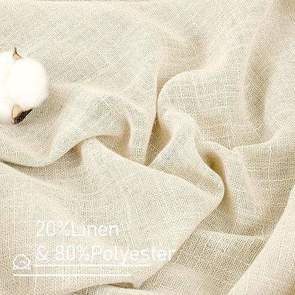 LAMIT Window Linen Curtains 45 Inch Length 2 Panels, Beige Light Filtering Panels Bronze Grommet Neutral Drapes for Bathroom/Loft Room, 34 x 45 Inch